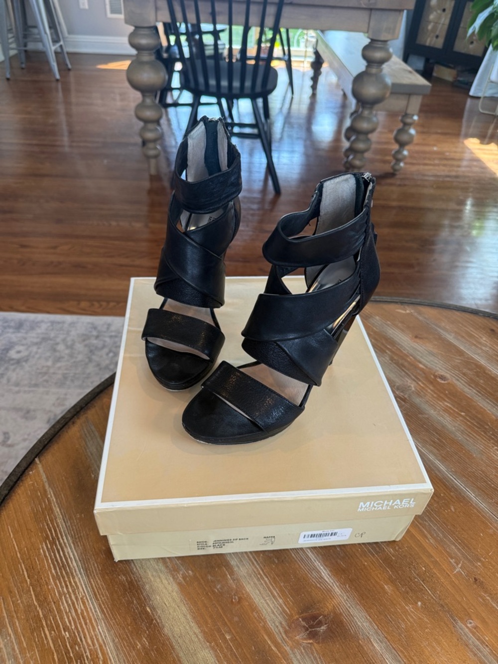 MICHAEL Michael Kors Black Wrap Strappy High-Heel Sandals